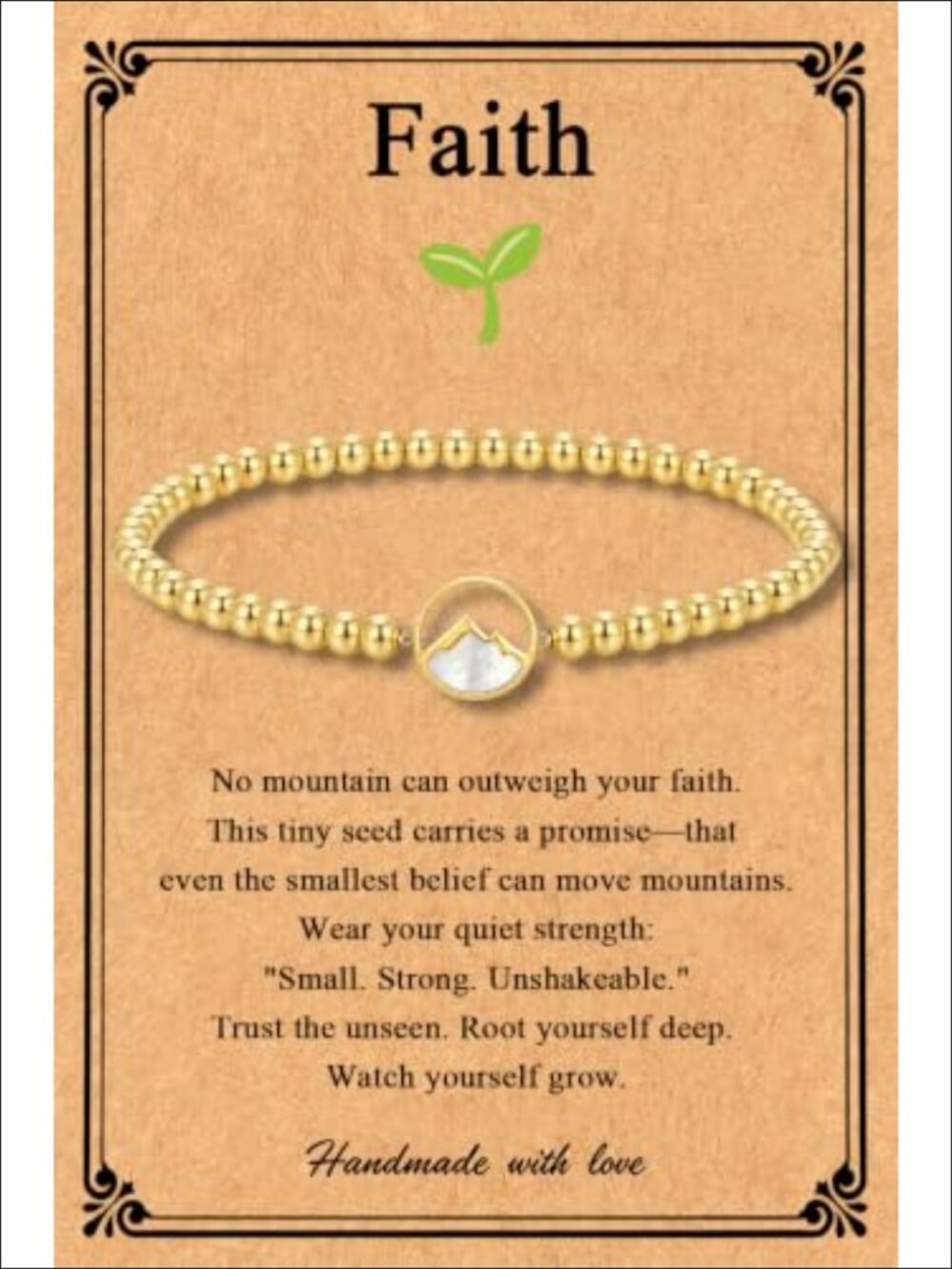 14K Gold Plated Mustard Seed Beaded Stretch Bracelet Faith Gift